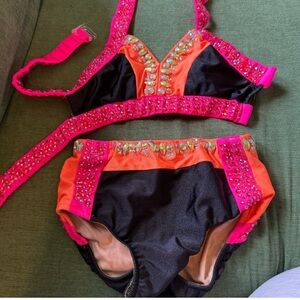 Glamour Pink and Orange Dance Costume
